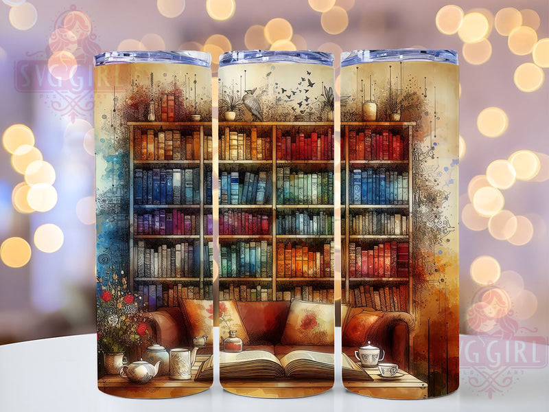 Floral Books 20oz Tumbler Wrap Sublimation Design, Straight Tapered Tumbler Wrap, Flowers & Old Books Tumbler Png, Instant Digital Download Sublimation SvggirlplusArt 