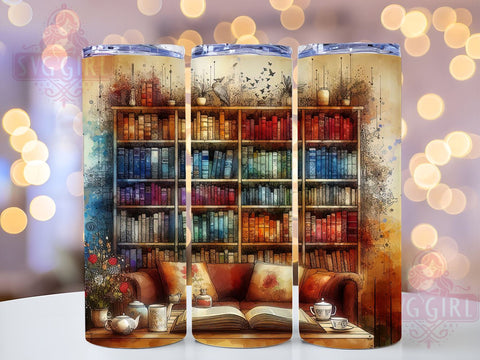 Floral Books 20oz Tumbler Wrap Sublimation Design, Straight Tapered Tumbler Wrap, Flowers & Old Books Tumbler Png, Instant Digital Download Sublimation SvggirlplusArt 