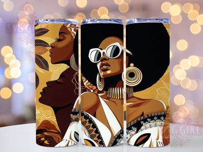 Floral Botanical Black Woman Tumbler, Botanical Portrait, Floral Art, Afrocentric Design, Tumbler Wrap, Sublimation Design, 20oz Tumbler, Nature Inspired Artwork Sublimation SvggirlplusArt 