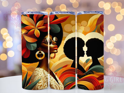 Floral Botanical Black Woman Tumbler, Botanical Portrait, Floral Art, Afrocentric Design, Tumbler Wrap, Sublimation Design, 20oz Tumbler, Nature Inspired Artwork Sublimation SvggirlplusArt 