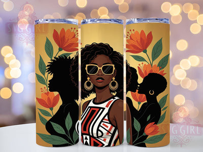 Floral Botanical Black Woman Tumbler, Botanical Portrait, Floral Art, Afrocentric Design, Tumbler Wrap, Sublimation Design, 20oz Tumbler, Nature Inspired Artwork Sublimation SvggirlplusArt 