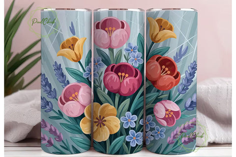 Floral Bouquet 20oz Tumbler Wrap Sublimation PixelChick 