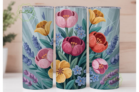 Floral Bouquet 20oz Tumbler Wrap Sublimation PixelChick 