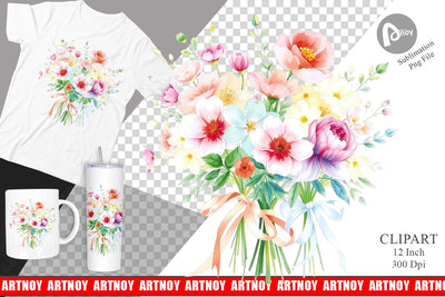 Floral Bouquets Clipart Sublimation artnoy 