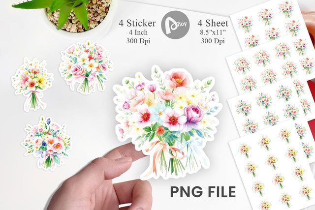 Floral Bouquets Sticker Sublimation artnoy 