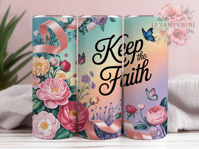 Floral Bow Keep The Faith 20oz Tumbler, Christian Quote, Coquette Bow, Floral Theme, 20oz Wrap, Sublimation Design, PNG File Sublimation Li Zamperini 