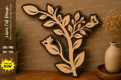 Floral Branch Art laser cut svg File SVG Regulrcrative 