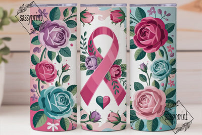 Floral Breast Cancer Awareness Tumbler Sublimation sassyprint 