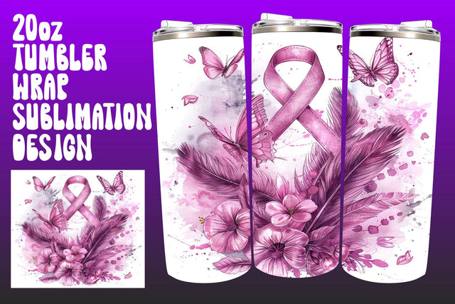 Floral Breast Cancer Pink Ribbon Wrap Sublimation afrosvg 