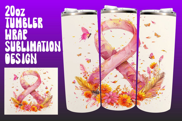 Floral Breast Cancer Tumbler Wrap Sublimation afrosvg 