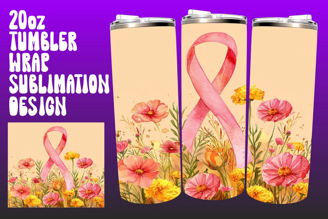 Floral Breast Cancer Tumbler Wrap Sublimation afrosvg 