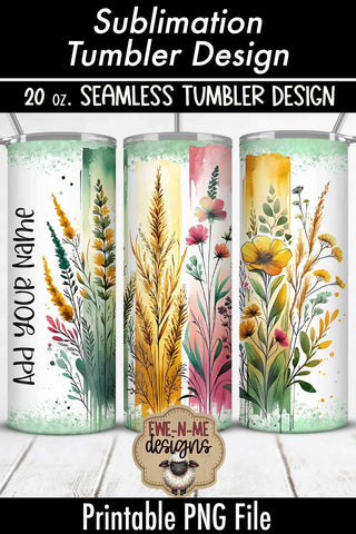 Floral Brushstrokes GREEN - 20 oz Seamless Tumbler Sublimation Ewe-N-Me Designs 