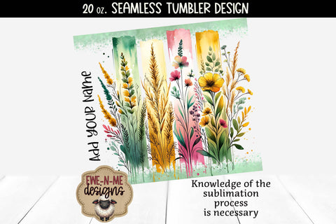 Floral Brushstrokes GREEN - 20 oz Seamless Tumbler Sublimation Ewe-N-Me Designs 