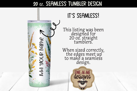Floral Brushstrokes GREEN - 20 oz Seamless Tumbler Sublimation Ewe-N-Me Designs 