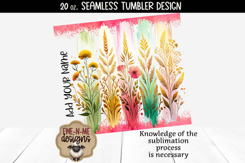 Floral Brushstrokes PINK - 20 oz Seamless Tumbler Sublimation Ewe-N-Me Designs 