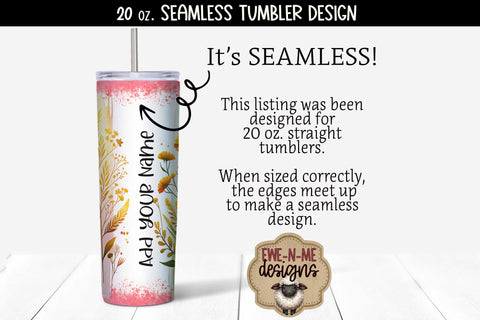 Floral Brushstrokes PINK - 20 oz Seamless Tumbler Sublimation Ewe-N-Me Designs 