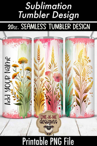 Floral Brushstrokes PINK - 20 oz Seamless Tumbler Sublimation Ewe-N-Me Designs 