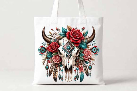 Floral Buffalo Skull Boho Western Sublimation PNG SVG BillahCrafts 