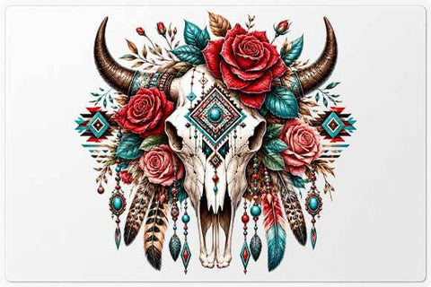 Floral Buffalo Skull Boho Western Sublimation PNG SVG BillahCrafts 