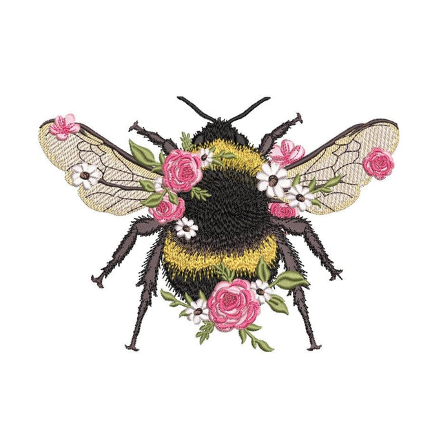 Floral Bumblebee Machine Embroidery Design, 3 sizes, Instant Download Embroidery/Applique DESIGNS Nino Nadaraia 