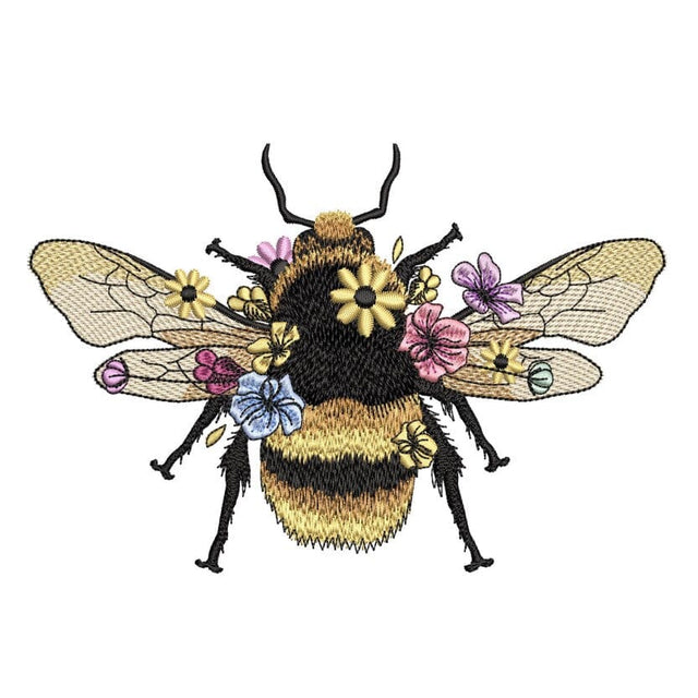Floral Bumblebee Machine Embroidery Design, 3 sizes, Instant Download Embroidery/Applique DESIGNS Nino Nadaraia 