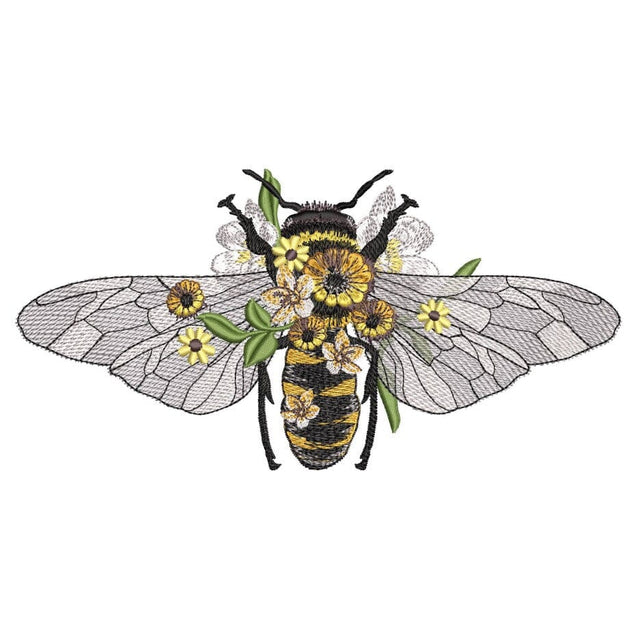Floral Bumblebee Machine Embroidery Design, 3 sizes, Instant Download Embroidery/Applique DESIGNS Nino Nadaraia 