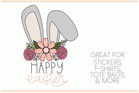 Floral Bunny Ears SVG, Happy Easter Cute Flower Wreath SVG Designing Digitals 