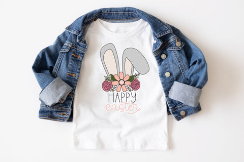 Floral Bunny Ears SVG, Happy Easter Cute Flower Wreath SVG Designing Digitals 