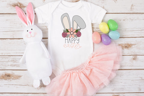 Floral Bunny Ears SVG, Happy Easter Cute Flower Wreath SVG Designing Digitals 