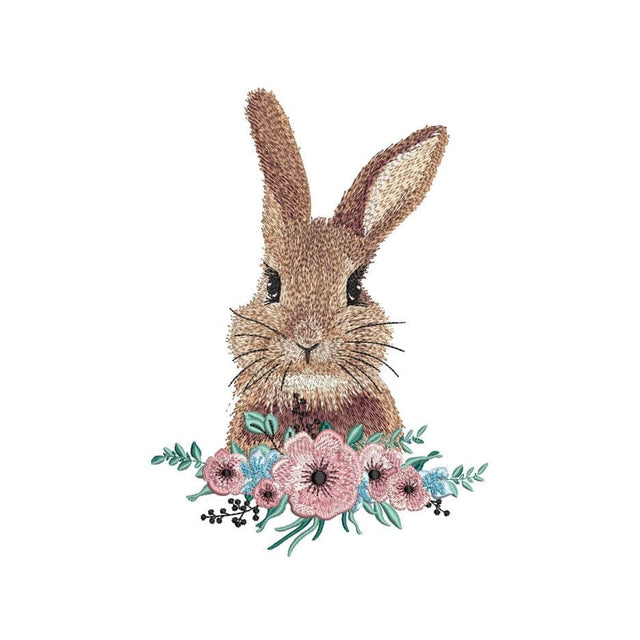 Floral Bunny Embroidery Design, 3 sizes, Instant Download Embroidery/Applique DESIGNS Nino Nadaraia 