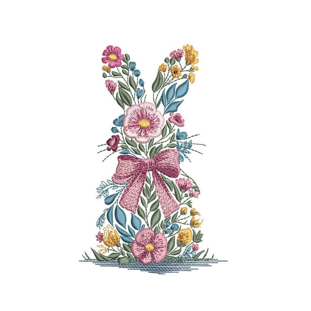 Floral Bunny Embroidery Design, 3 sizes, Instant Download Embroidery/Applique DESIGNS Nino Nadaraia 