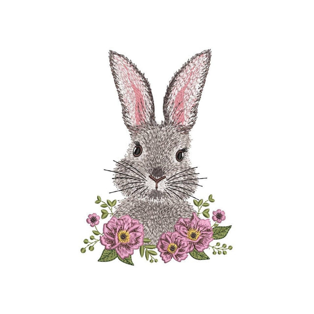 Floral Bunny Embroidery Design, Easter Machine Embroidery File, 3 sizes, Instant Download Embroidery/Applique DESIGNS Nino Nadaraia 