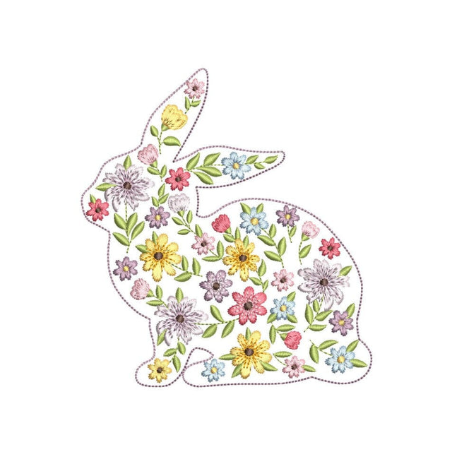 Floral Bunny Happy Easter Embroidery Design, 3 sizes, Instant Download Embroidery/Applique DESIGNS Nino Nadaraia 