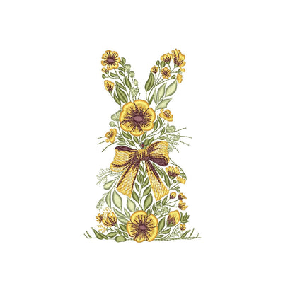 Floral Bunny Machine Embroidery Design, 3 sizes, Instant Download Embroidery/Applique DESIGNS Nino Nadaraia 