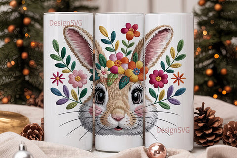 Floral Bunny Rabbit 20oz Tumbler Design Sublimation DesignSVG 