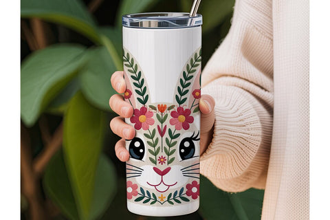 Floral Bunny Rabbit 20oz Tumbler Design Sublimation DesignSVG 