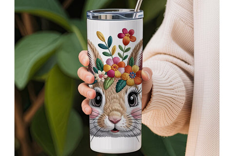 Floral Bunny Rabbit 20oz Tumbler Design Sublimation DesignSVG 