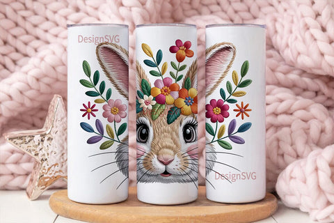 Floral Bunny Rabbit 20oz Tumbler Design Sublimation DesignSVG 