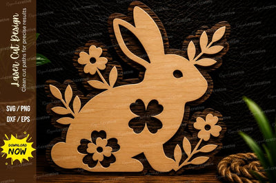 Floral Bunny Silhouette Laser Cut Svg Design SVG Regulrcrative 