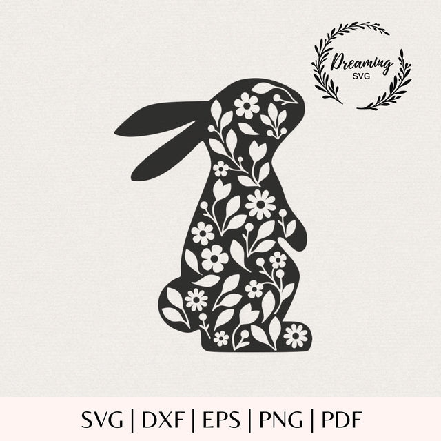 Floral Bunny SVG - Botanical Easter Flower Rabbit Cut File for Cricut - Wildflower Silhouette Digital Download SVG DreamingSVG 