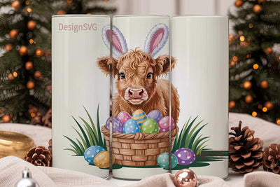 Floral Bunny Trio 20oz Tumbler Wrap Sublimation DesignSVG 
