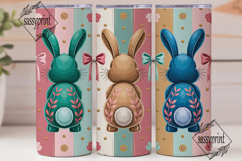 Floral Bunny Trio 20oz Tumbler Wrap Sublimation sassyprint 