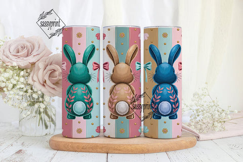 Floral Bunny Trio 20oz Tumbler Wrap Sublimation sassyprint 