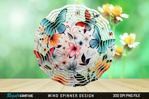 Floral Butterflies Round Wind Spinner Sublimation Bundle Sublimation Regulrcrative 