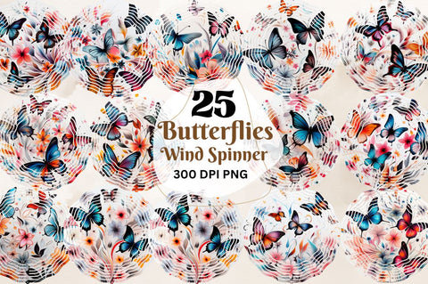 Floral Butterflies Round Wind Spinner Sublimation Bundle Sublimation Regulrcrative 