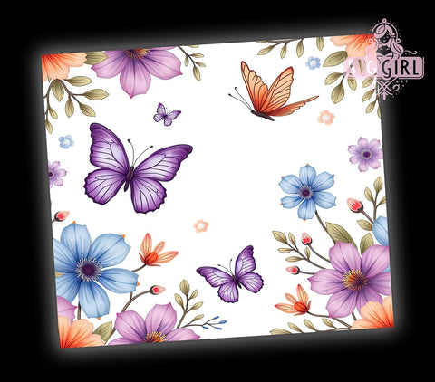 Floral Butterfly 20oz Tumbler, Floral Design, 20oz Tumbler Wrap, Nature Lover Gift, Cute Butterfly Gift, Custom Drinkware, Spring Tumbler Sublimation SvggirlplusArt 