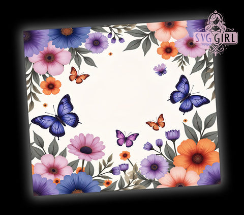 Floral Butterfly 20oz Tumbler, Floral Design, 20oz Tumbler Wrap, Nature Lover Gift, Cute Butterfly Gift, Custom Drinkware, Spring Tumbler Sublimation SvggirlplusArt 