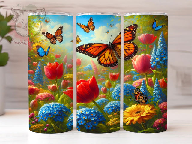 Floral Butterfly 20oz Tumbler Png, Straight & Tapered Tumbler Png, Butterfly Tumbler Png, Digital Download PNG Sublimation Lara' s Designs 
