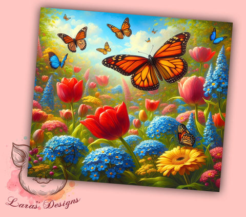 Floral Butterfly 20oz Tumbler Png, Straight & Tapered Tumbler Png, Butterfly Tumbler Png, Digital Download PNG Sublimation Lara' s Designs 