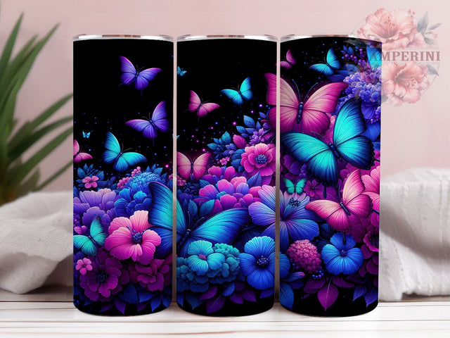 Floral Butterfly 20oz Tumbler Wrap PNG, Butterfly Tumbler Png, Straight & Tapered Tumbler Wrap, Instant Digital Download Sublimation Li Zamperini 